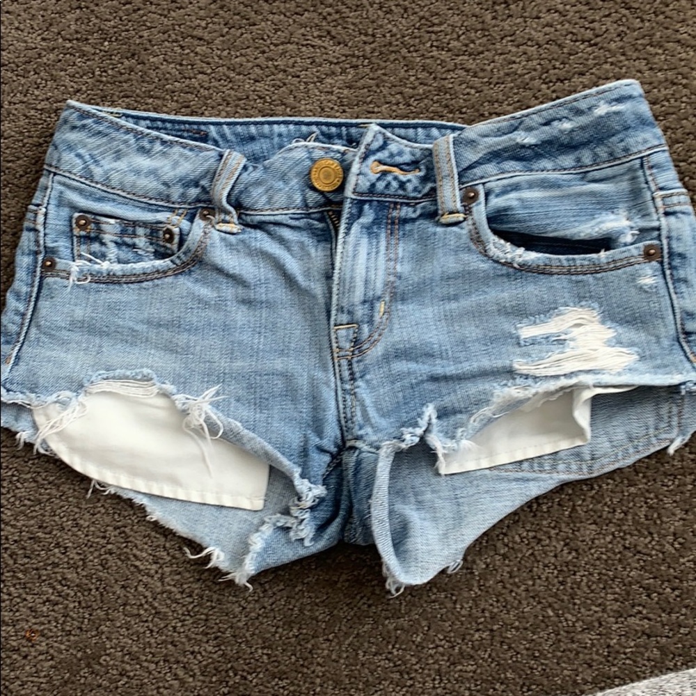 White denim shorts and light wash denim shorts